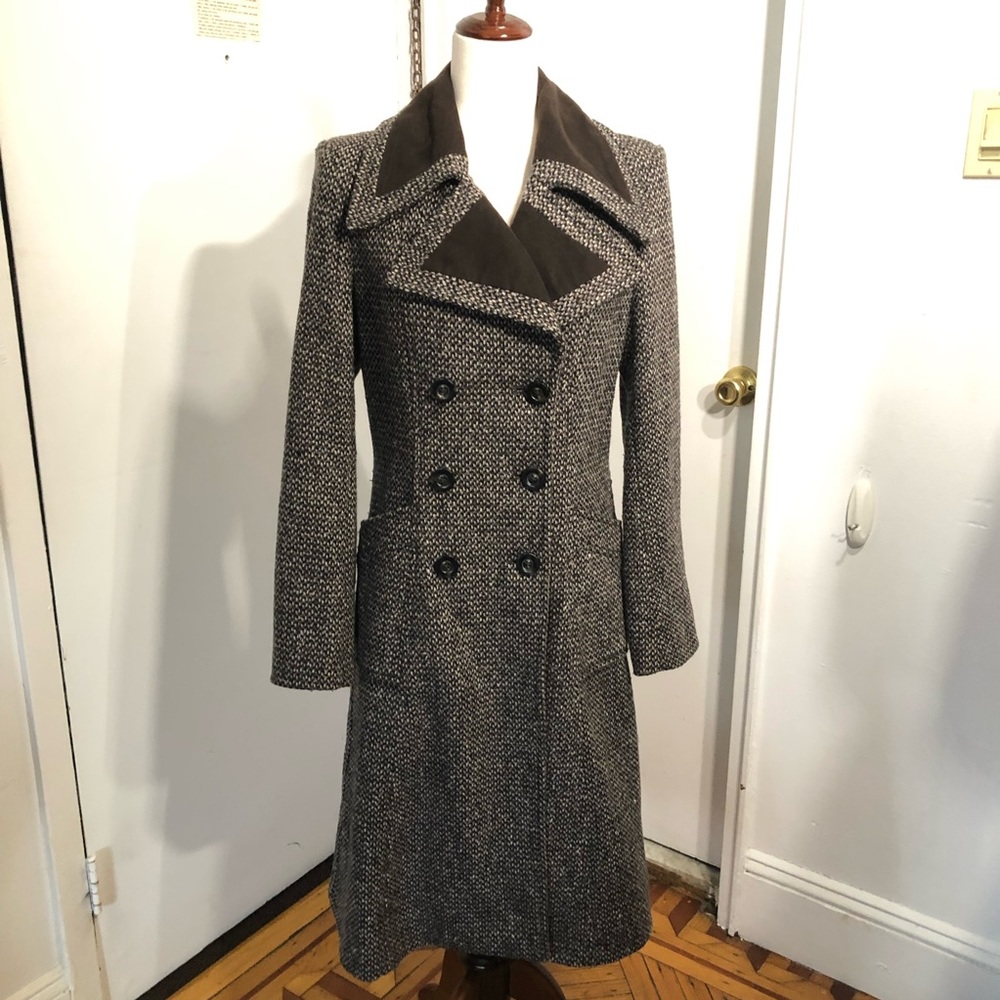 Vintage Tweed Benetton Coat with Suede cotton - Italian sz 40
